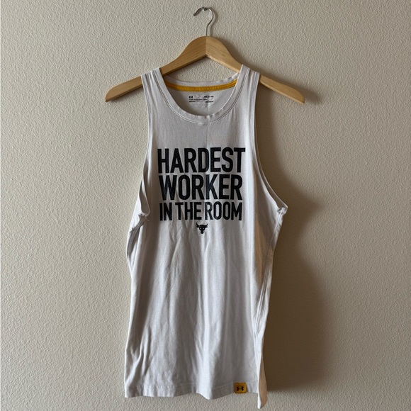 Under Armour White and Yellow Fitted Tank Top - Picture 1 of 3